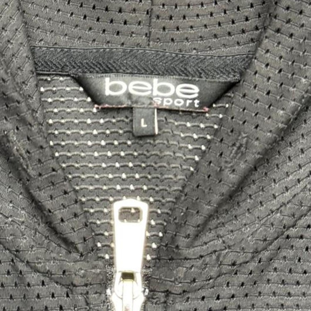 Bebe Sport black zip up hoodie with rhinestone logo size L - Picture 5 of 6